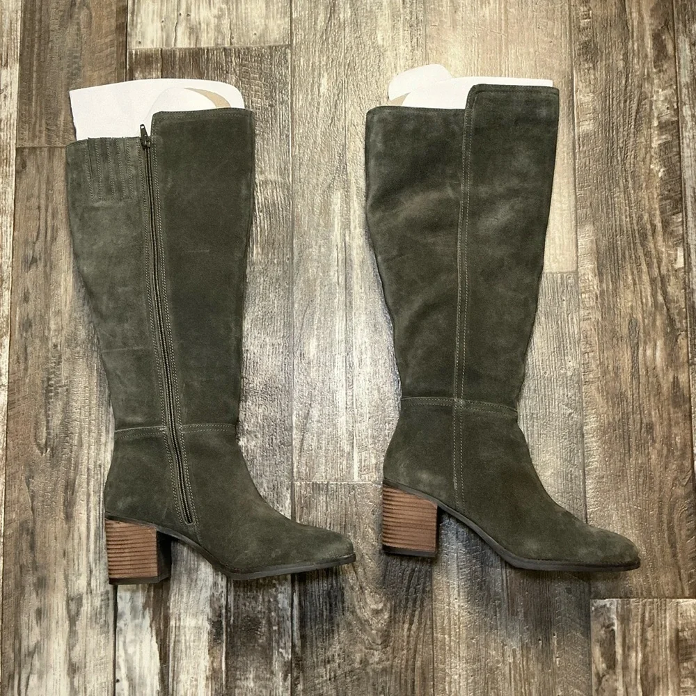 Lucky Brand Dark Green Suede Knee High Boots Size 9